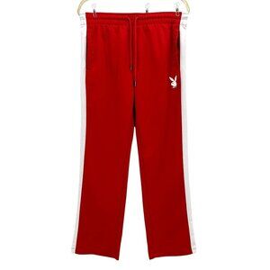 Playboy By Pacsun Mens Medium Bunny Red Striped Track Pants